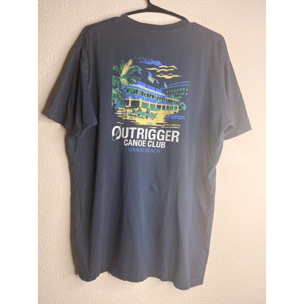 Toes On The Nose Outrigger Canoe Club Waikiki Beach Graphic T-Shirt Gray Sz L